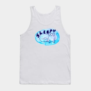 Sleepy Watercolor Kitty Tank Top